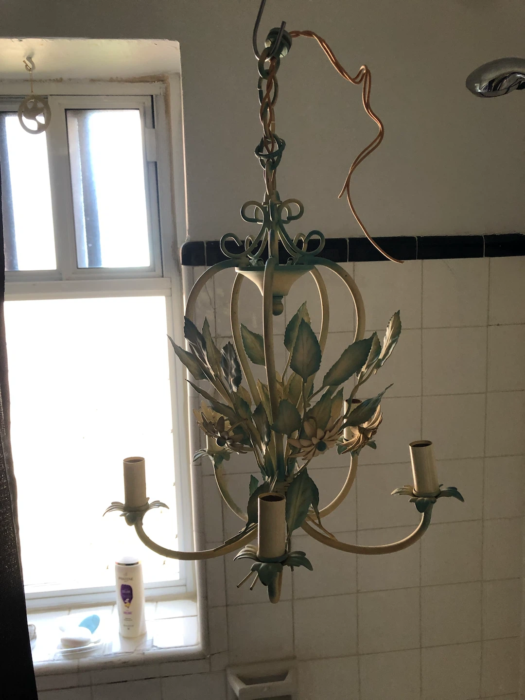 Vintage Floral Metal Chandelier