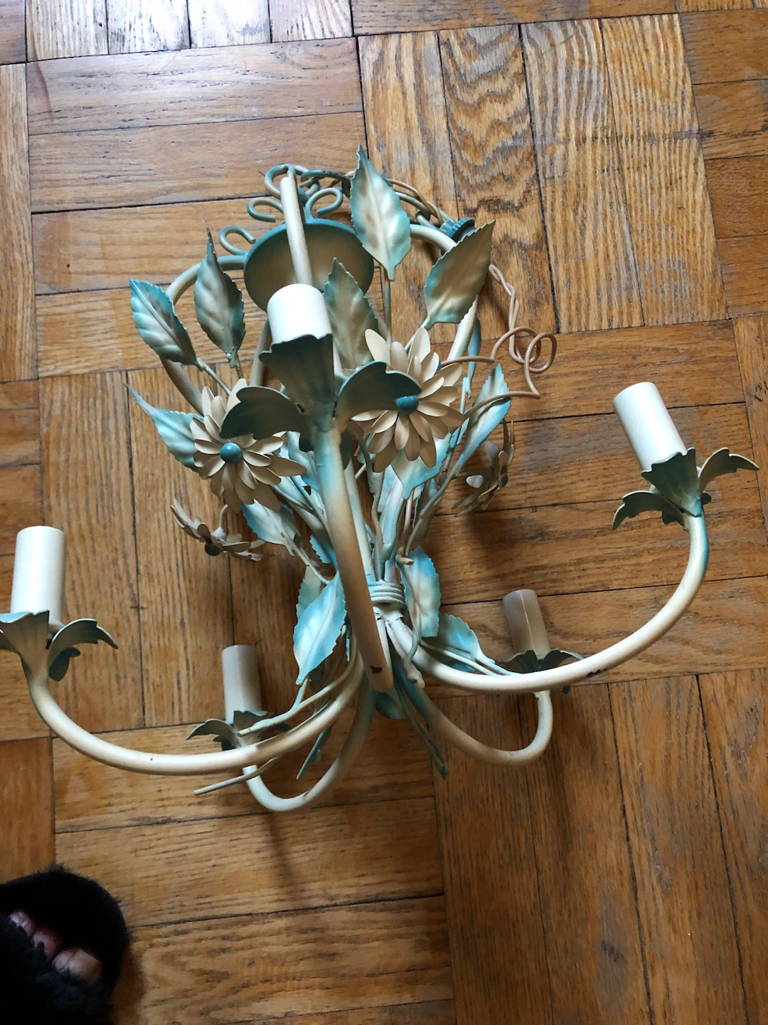 Vintage Floral Metal Chandelier - photo 4