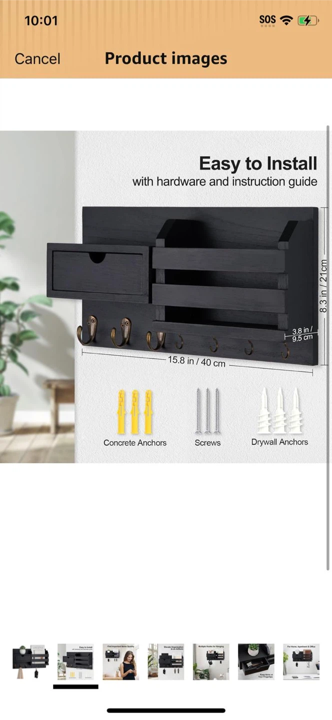New-Wall Mounted Entryway Organizer with Drawer and Hooks - photo 2