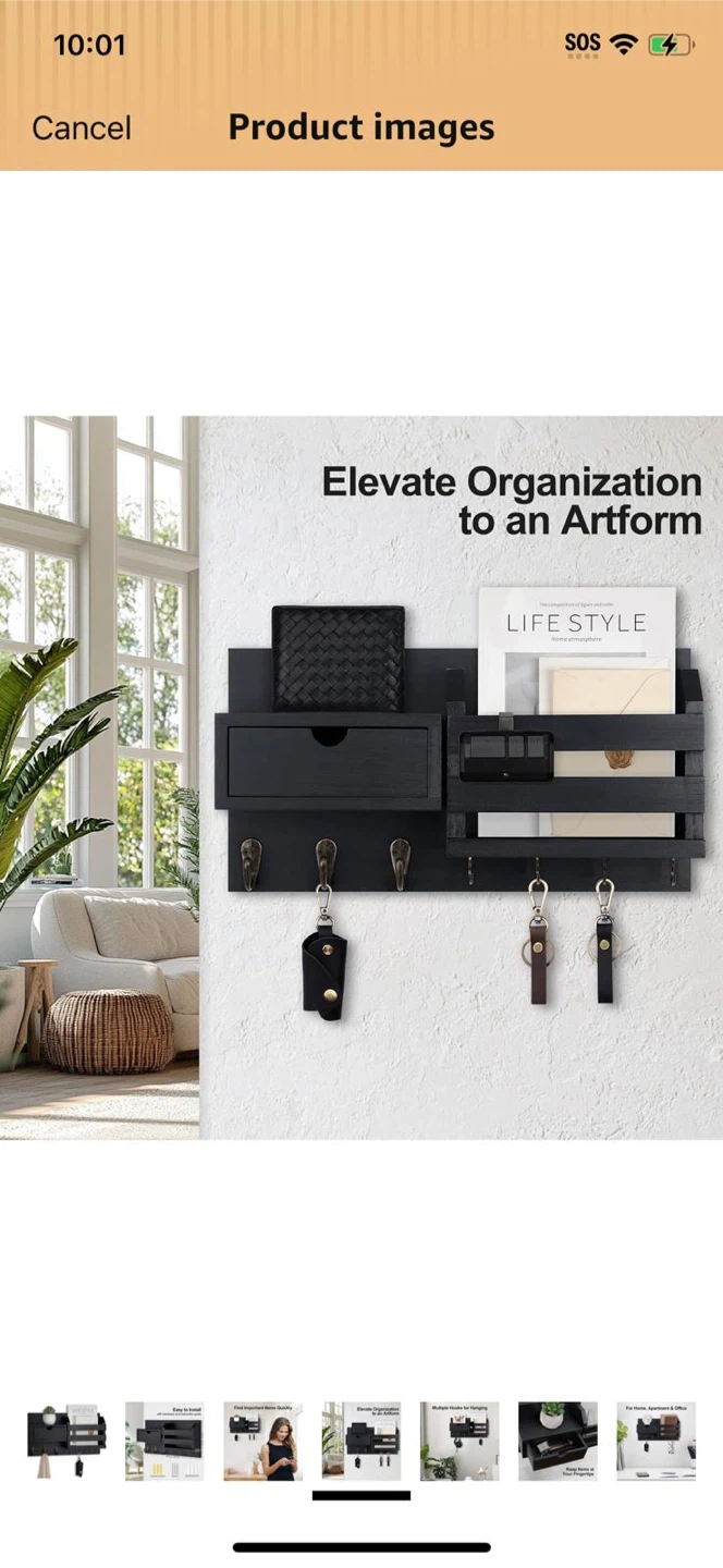 New-Wall Mounted Entryway Organizer with Drawer and Hooks - photo 3