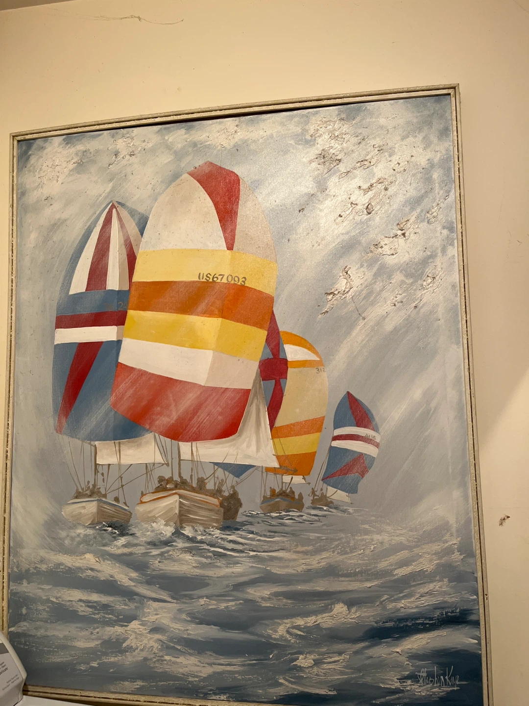Sailboat Racing Oil Painting by Stephen Kaye