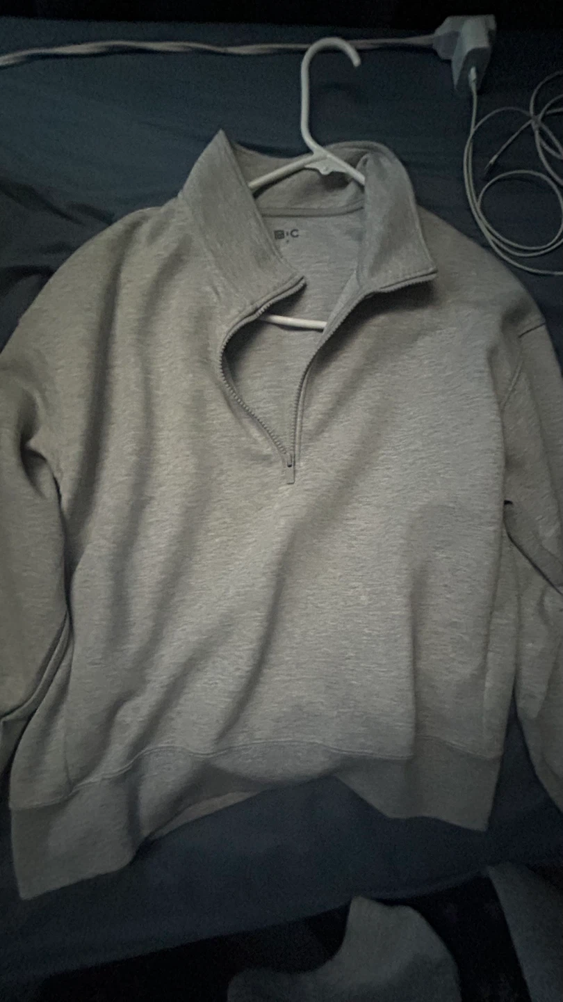 Grey Uniqlo Set Trousers with Quarter Zip - photo 3