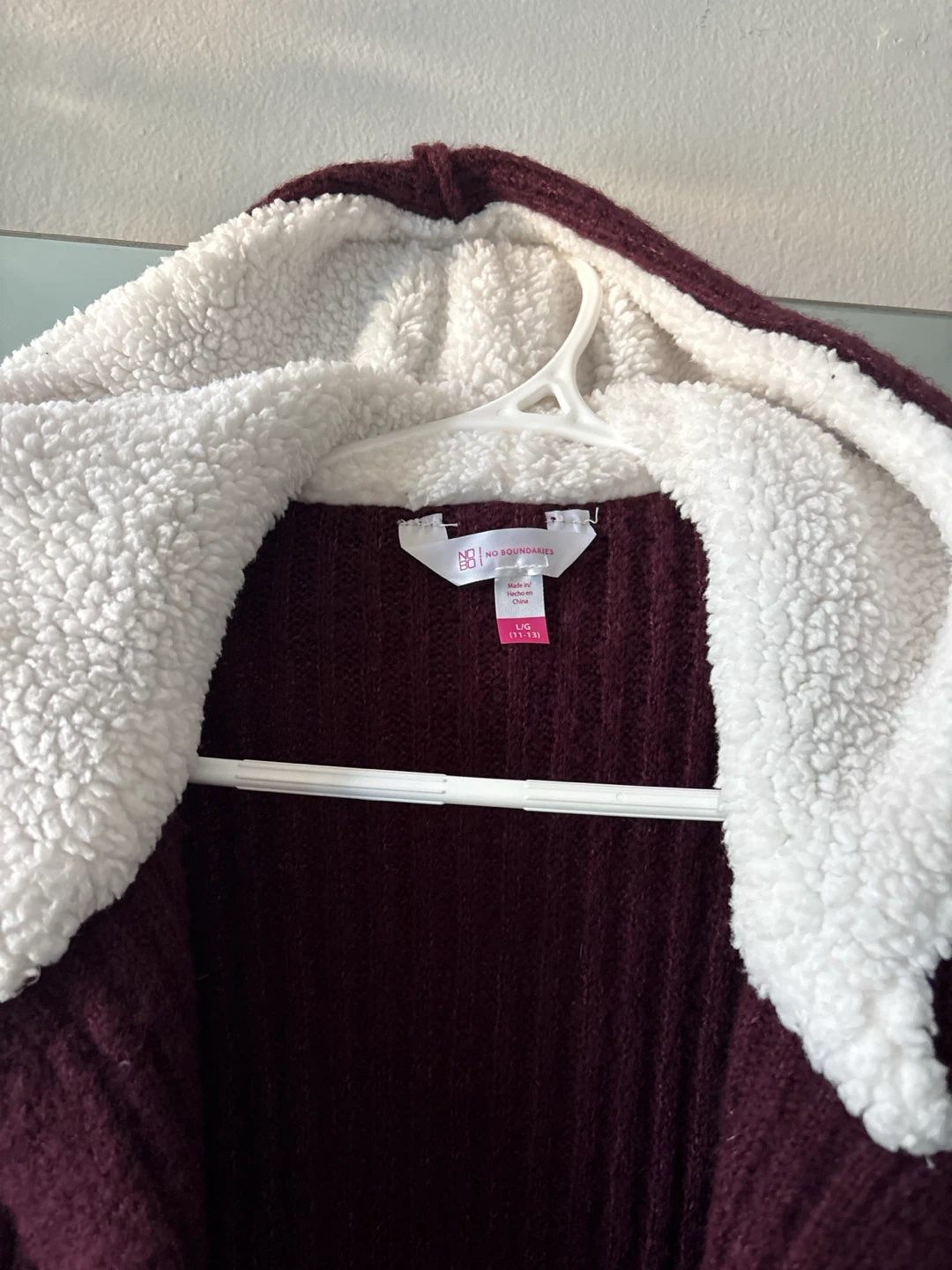 Burgundy Sherpa Lined Cardigan Large - photo 2