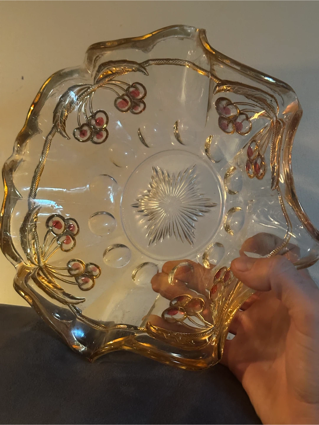 Rare Northwood cherries and cable master 11” bowl
