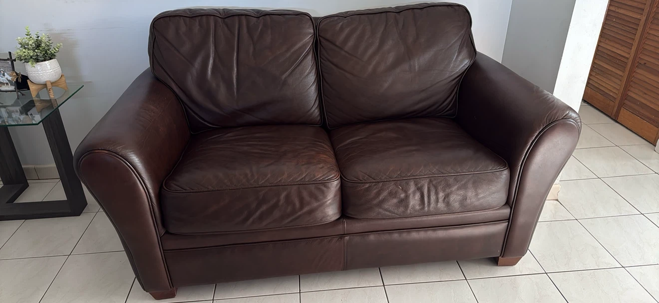 Dark Brown Leather Sofa - photo 2