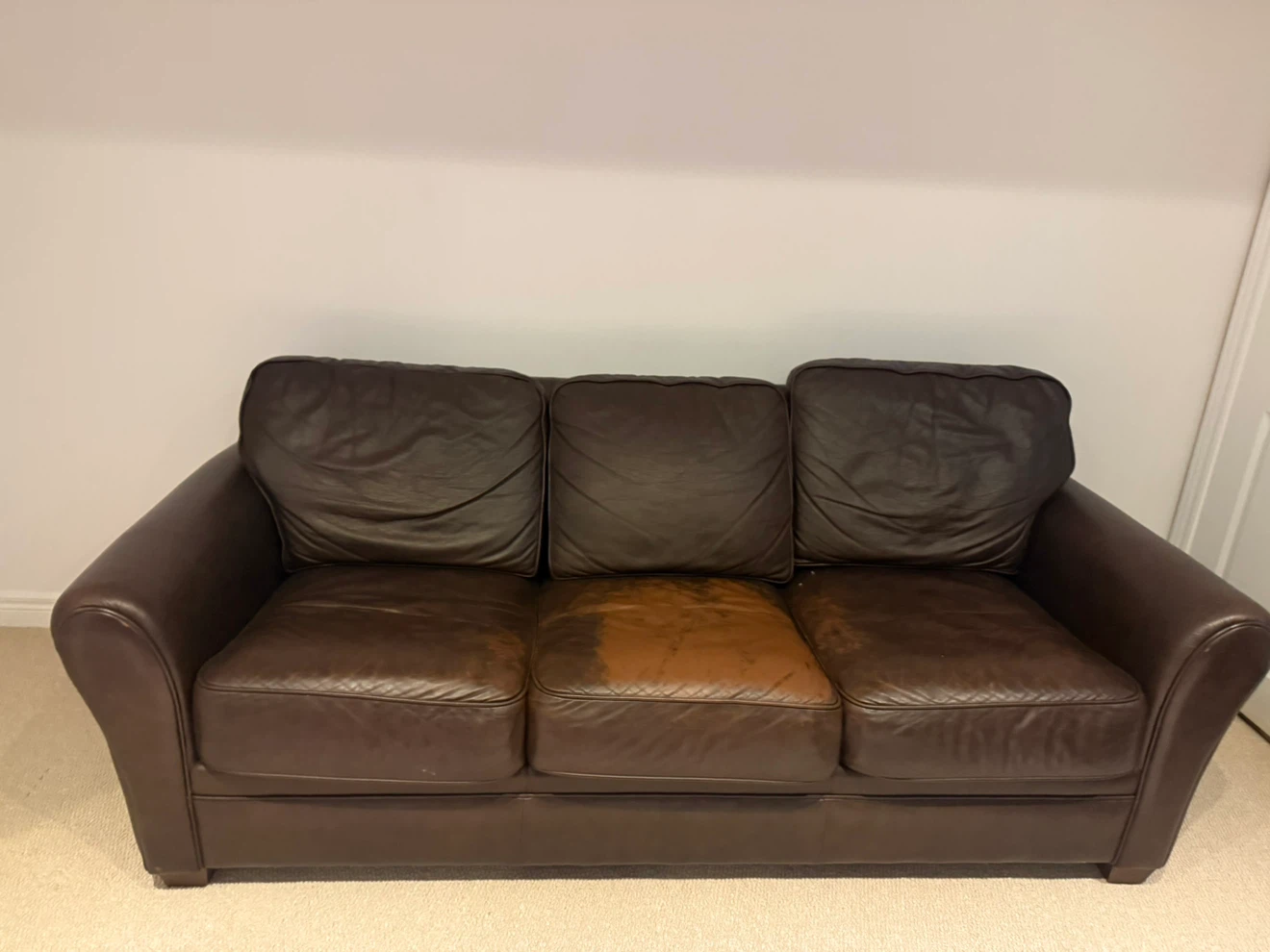 Dark Brown Leather Sofa - photo 3