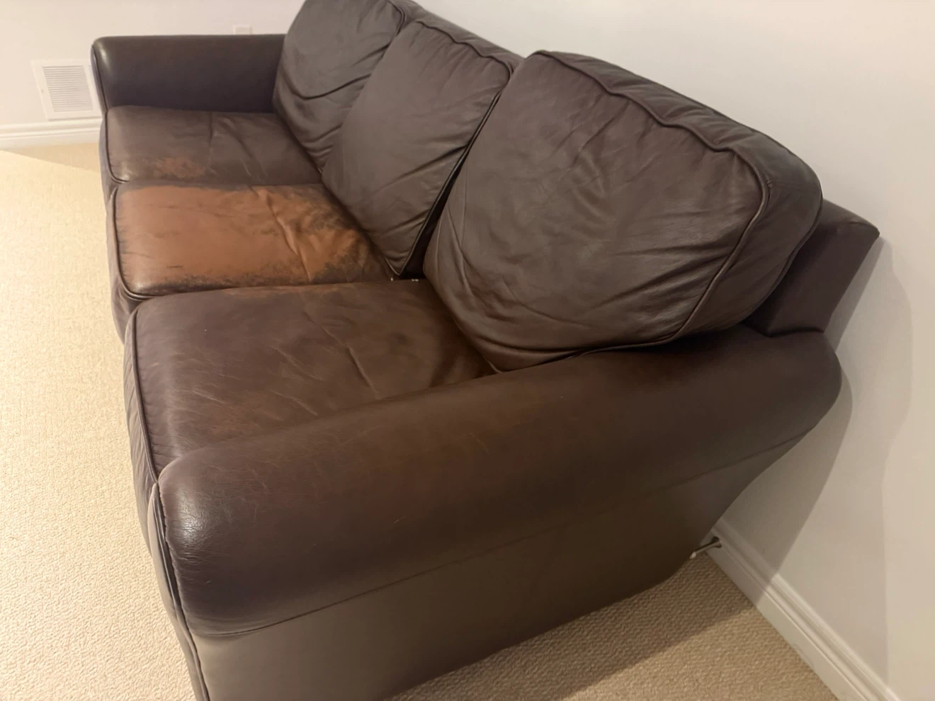 Dark Brown Leather Sofa - photo 4