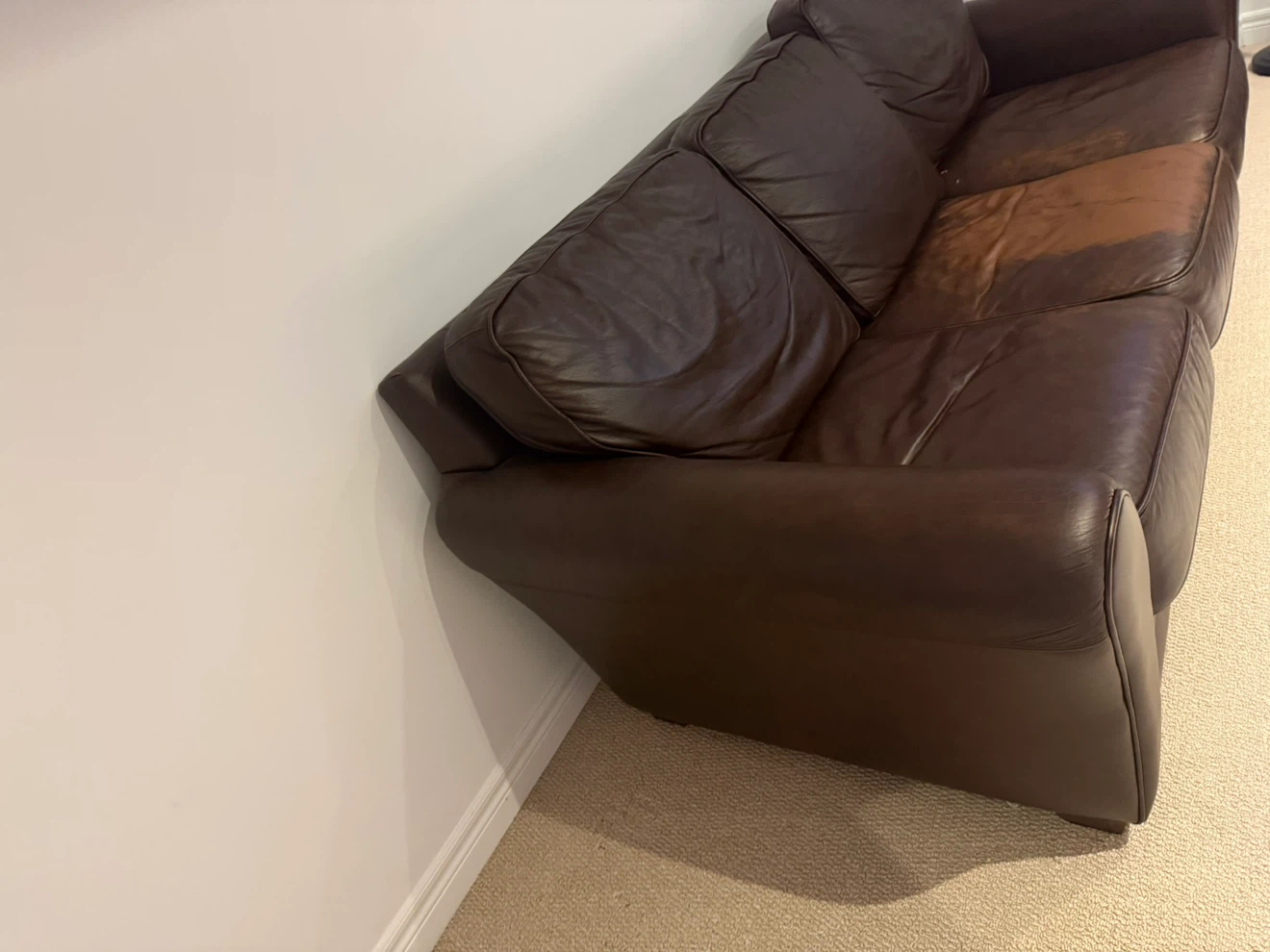 Dark Brown Leather Sofa - photo 5