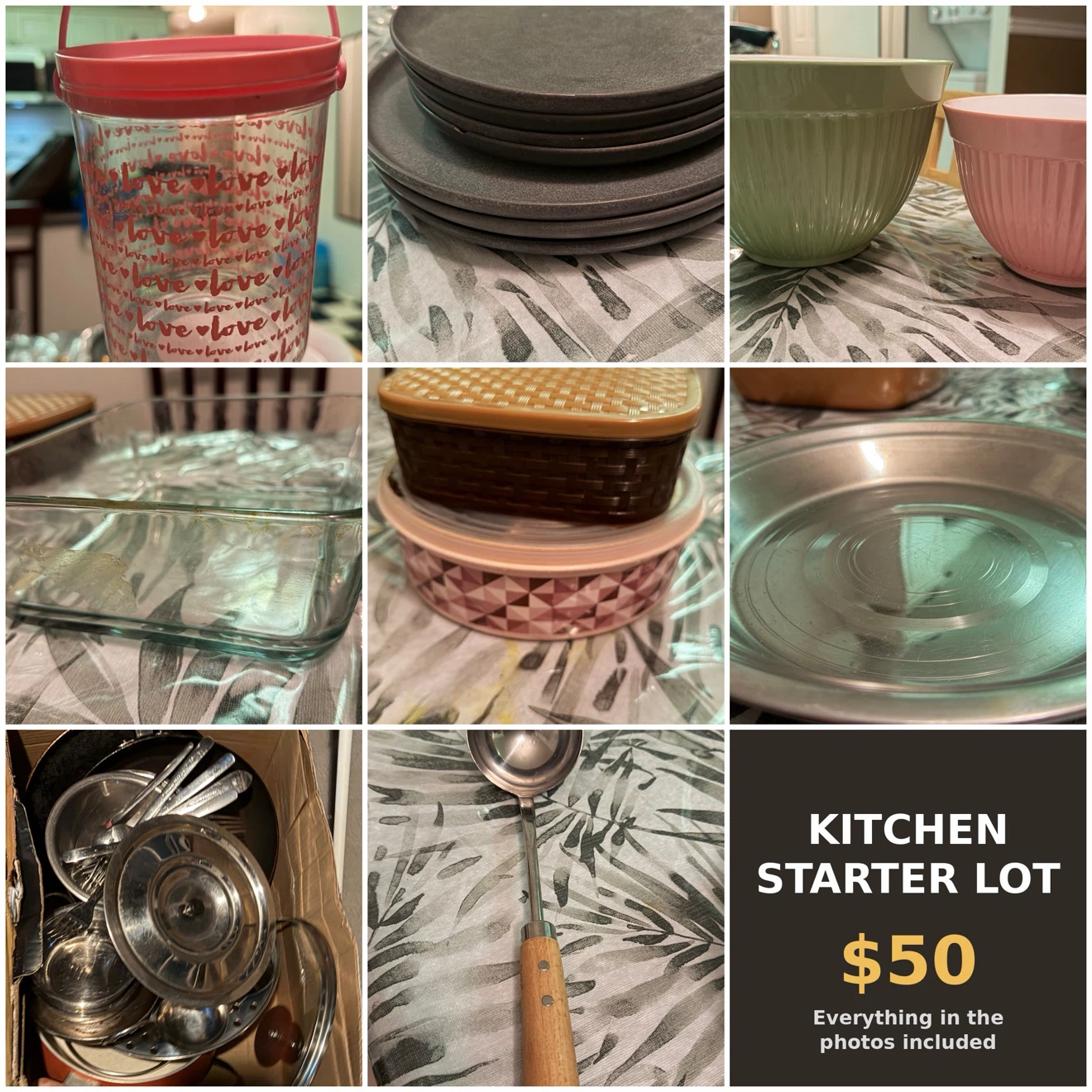 Kitchen Starter Lot — Plates, Bowls, Pots, Cutlery & More