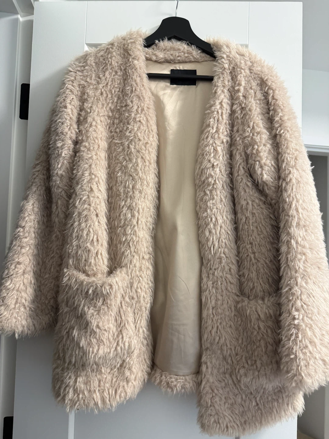 Beige Faux Fur Fuzzy Jacket