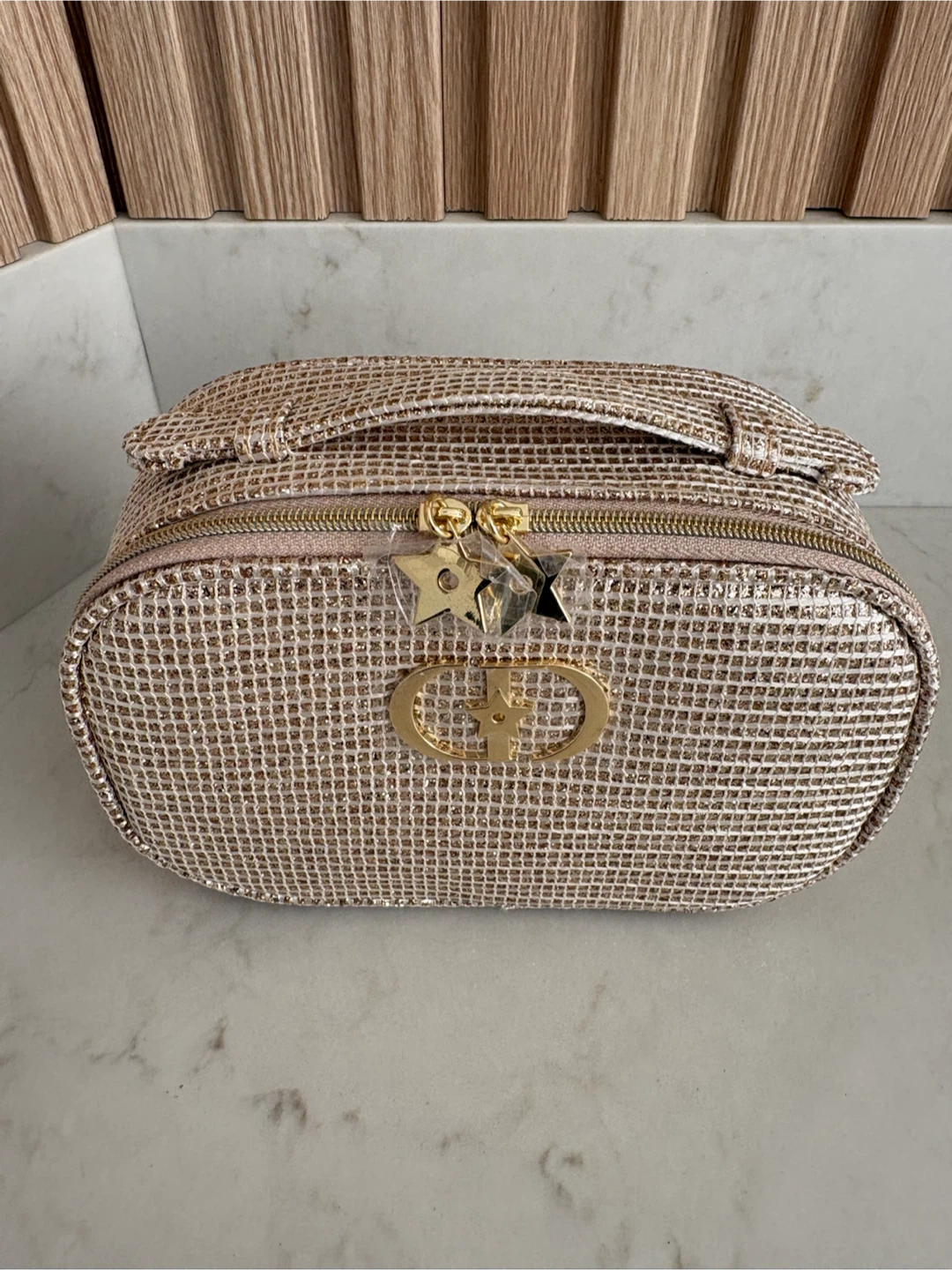 Christian Dior Gold Glitter Cosmetic Pouch