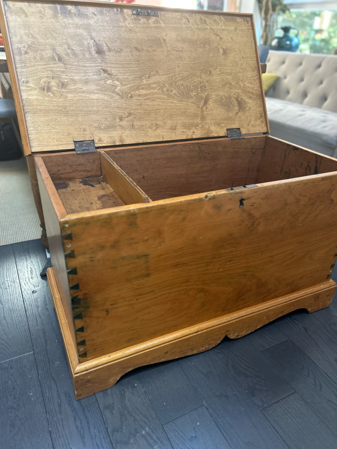 Vintage Wooden Storage Chest with Internal Drawers