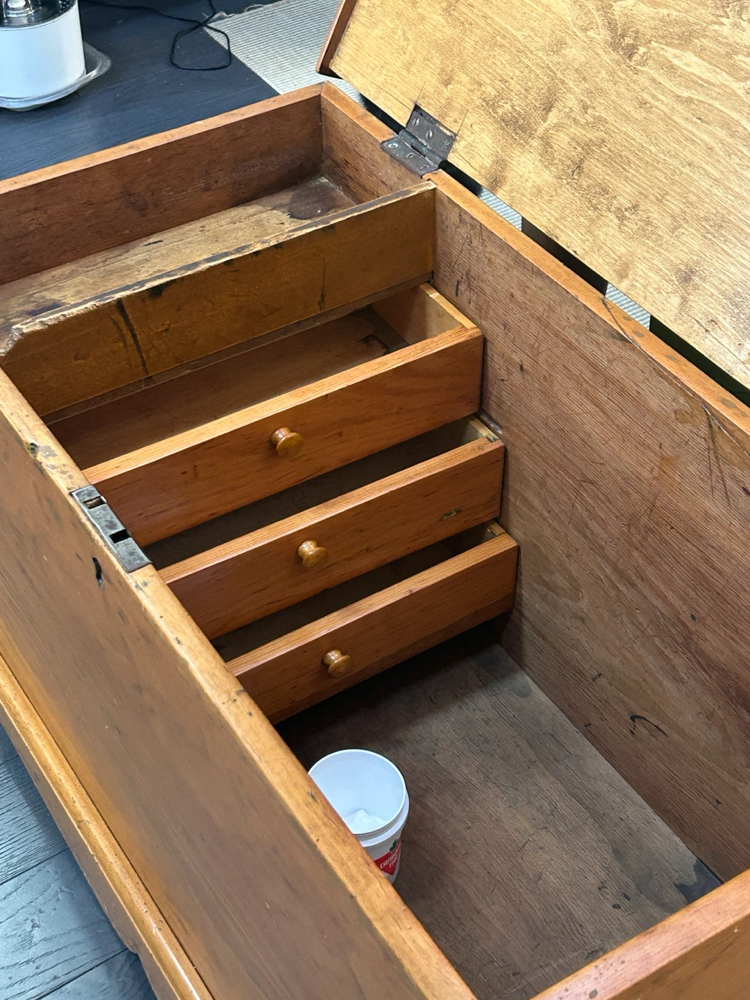 Vintage Wooden Storage Chest with Internal Drawers - photo 3