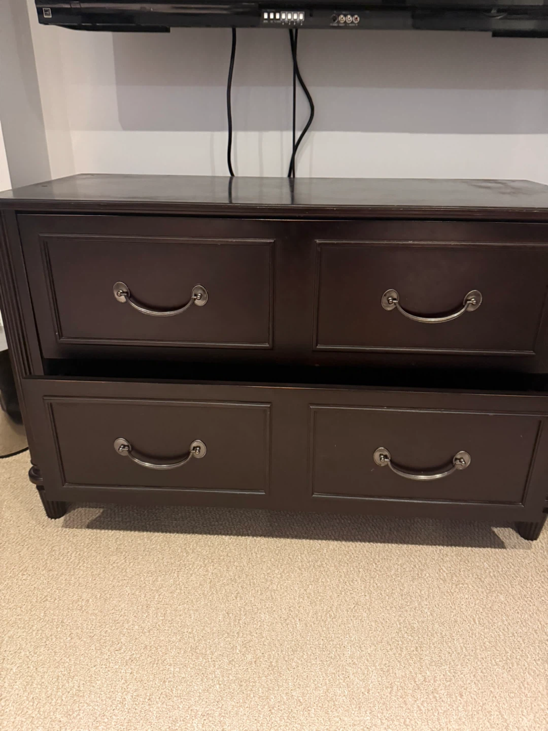 Dark Brown Wooden Dresser with 2 Drawers