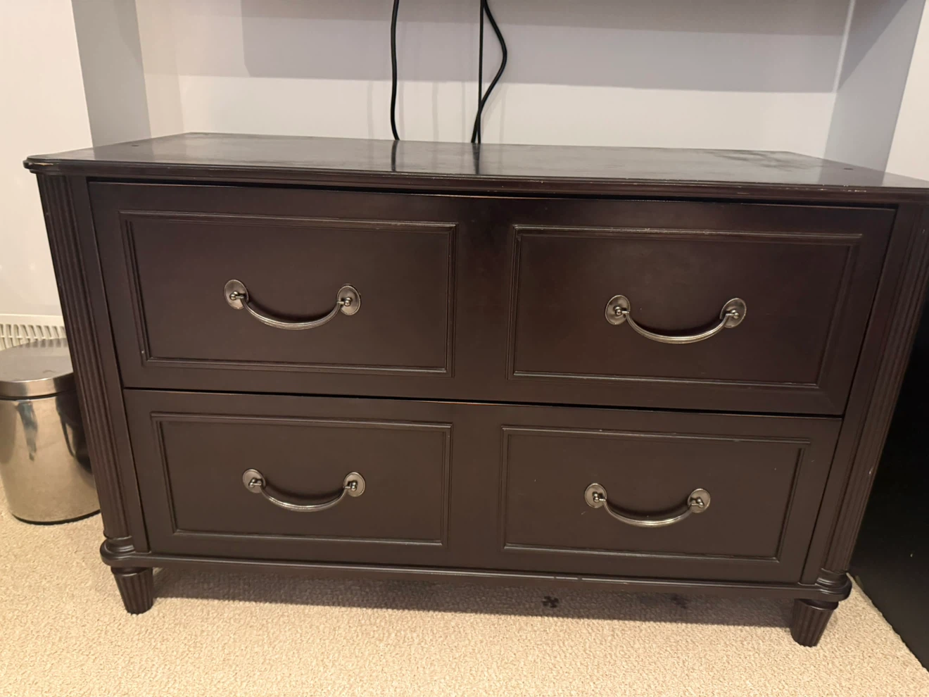 Dark Brown Wooden Dresser with 2 Drawers - photo 2