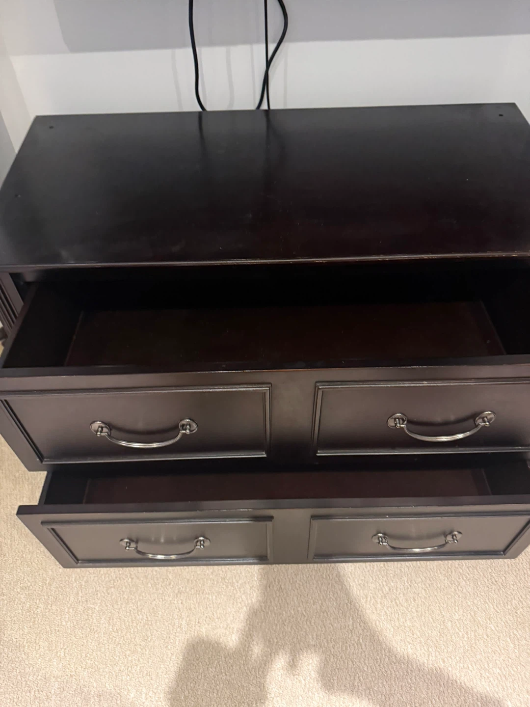 Dark Brown Wooden Dresser with 2 Drawers - photo 3