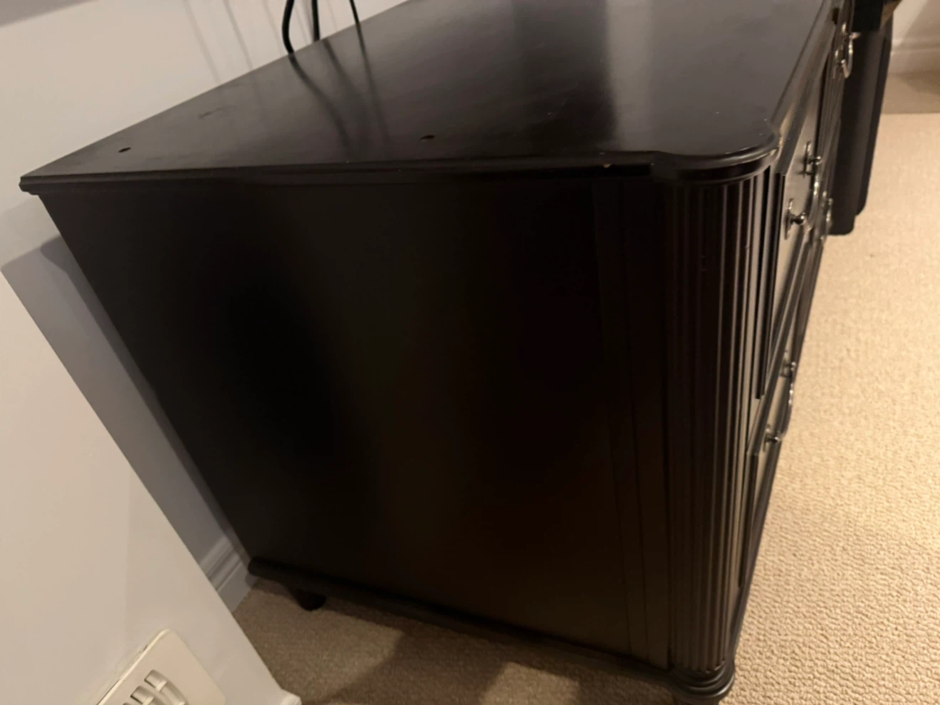 Dark Brown Wooden Dresser with 2 Drawers - photo 4