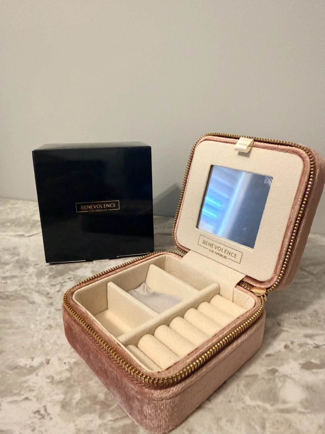 NEW - Benevolence LA Velvet Travel Jewelry Box (Dusty Rose) - photo 4