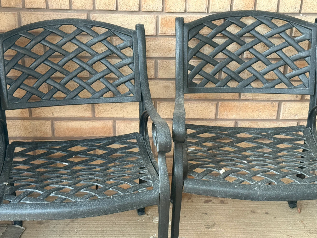 Set of four Black wrought iron Metal Patio Chairs