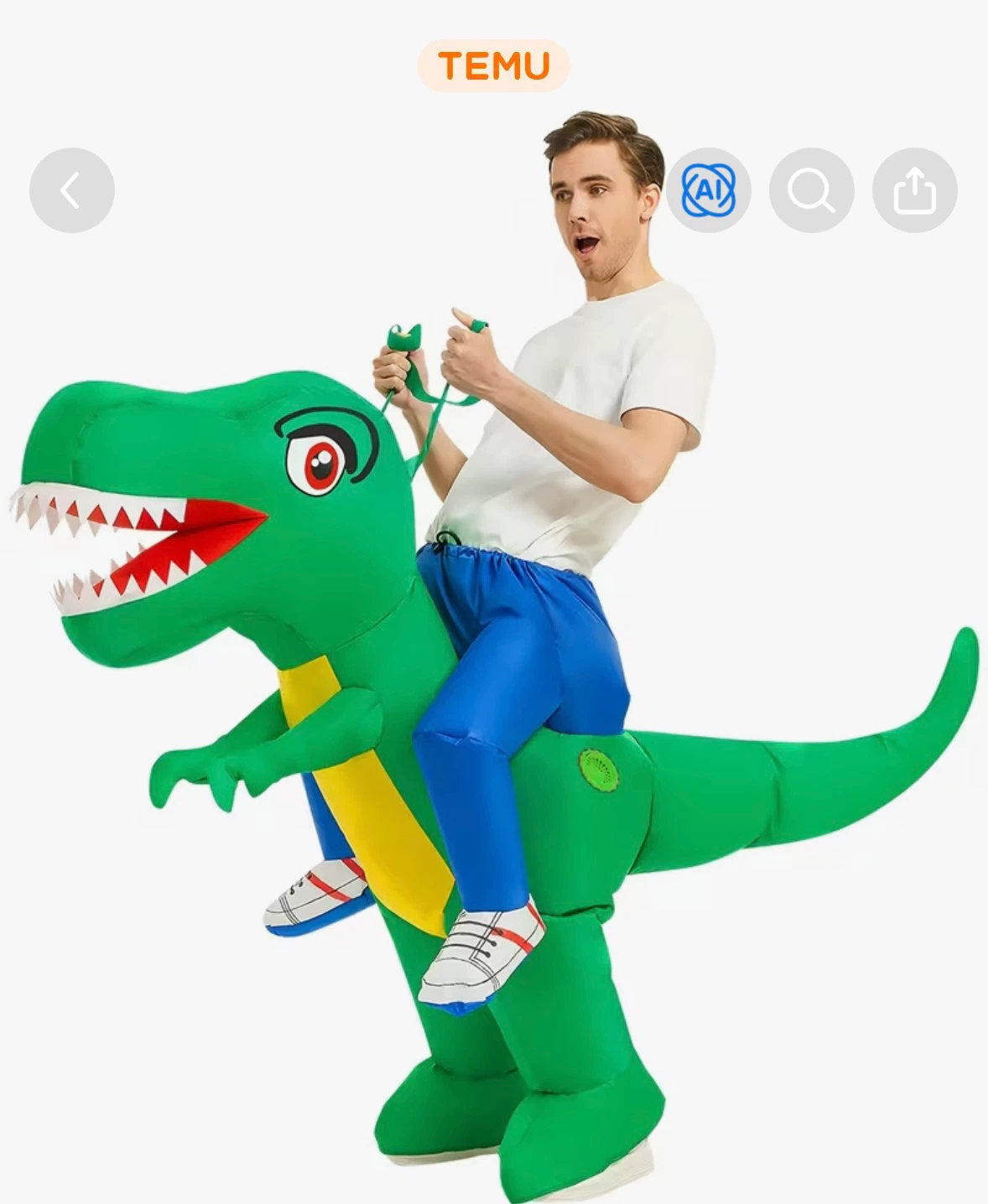 Inflatable Kids Ride-On Dinosaur Costume