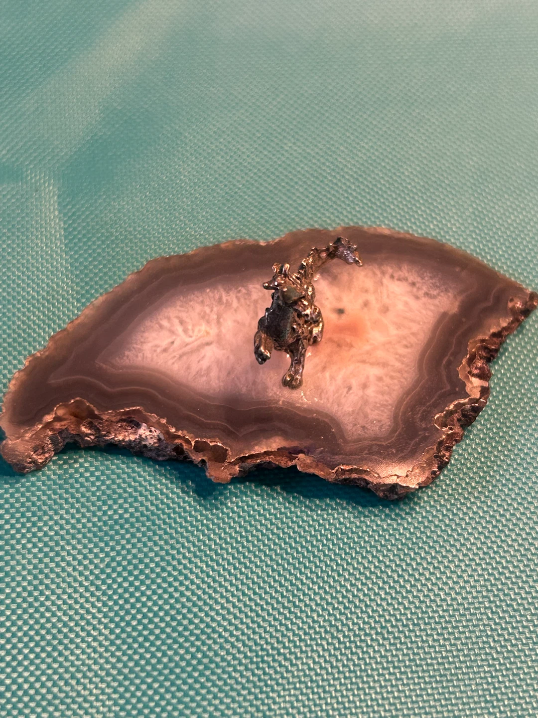 Pewter Dragon Figurine on Agate Slice - photo 2