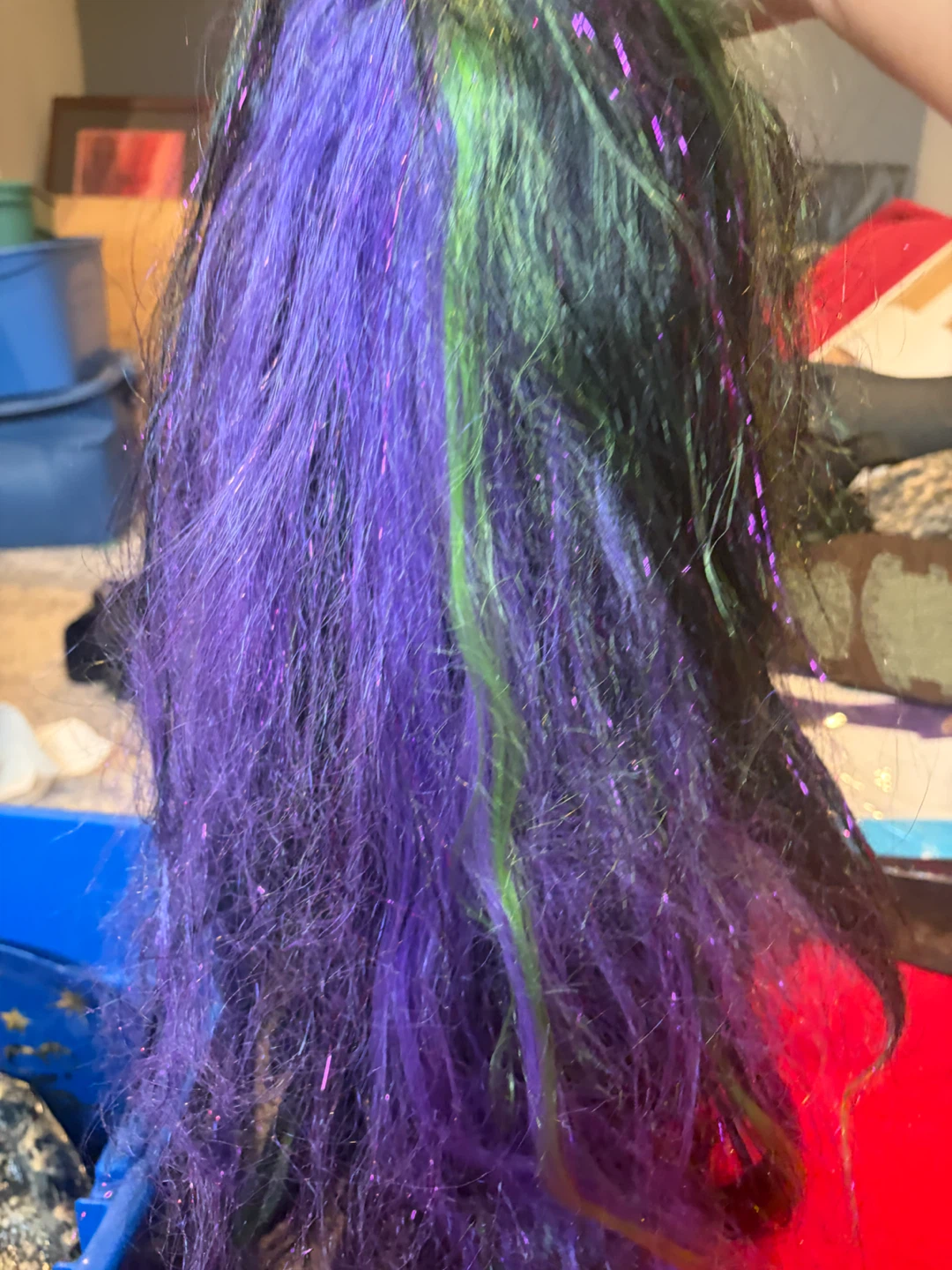 Purple, Green and Black Tinsel Wig - photo 2