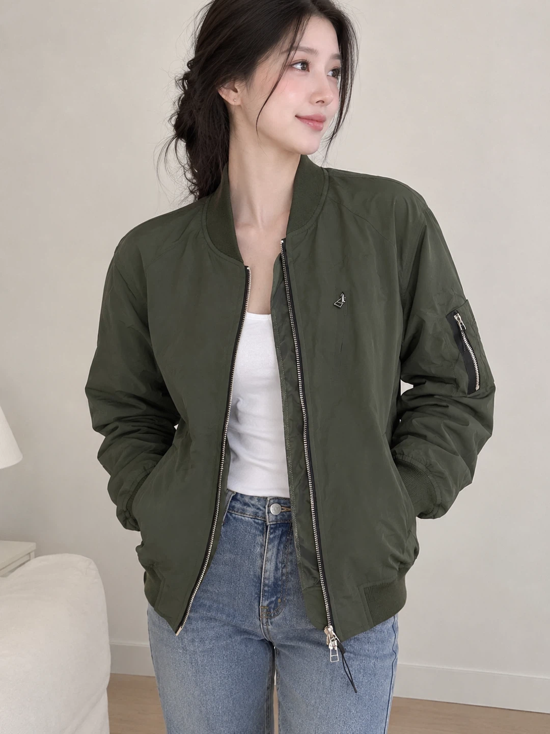 Riflessi Collection Olive Bomber Jacket