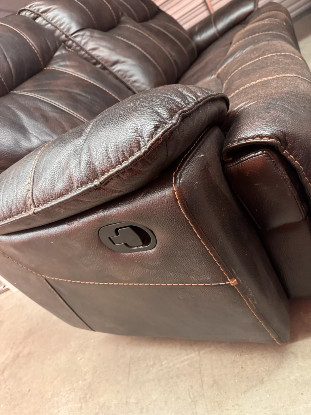 Dark brown leather reclining sofa - photo 2