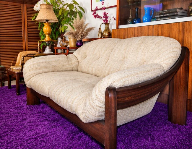 Vintage 1970s Rosewood Loveseat — Sculptural Wood Frame - photo 2