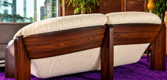 Vintage 1970s Rosewood Loveseat — Sculptural Wood Frame - photo 3