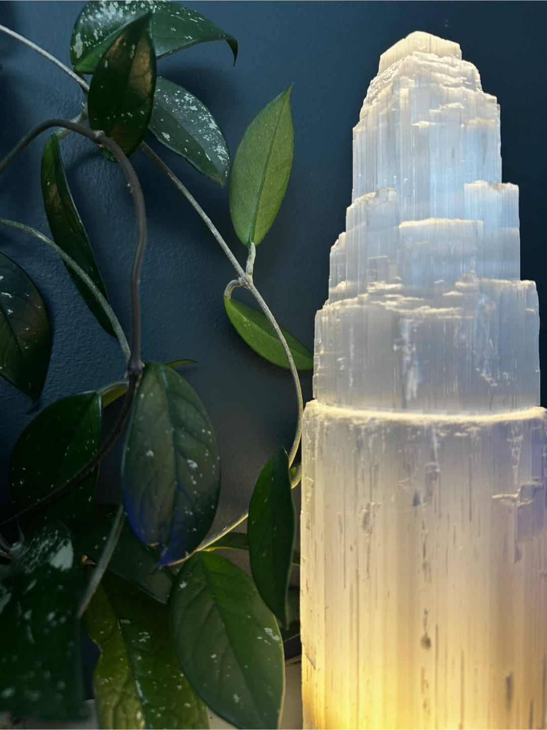 Natural Selenite Crystal Tower Lamp
