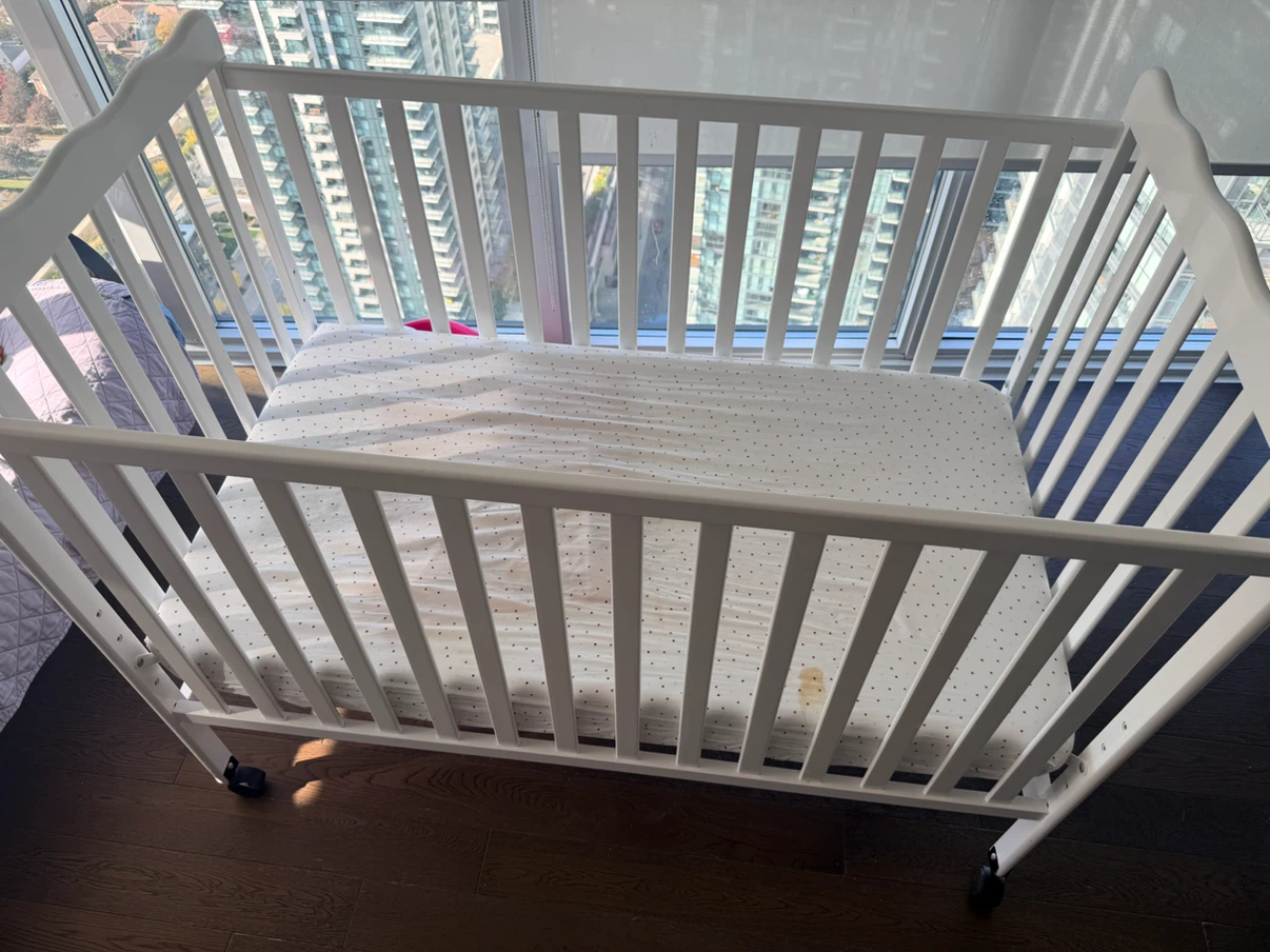 White Wooden Baby Crib