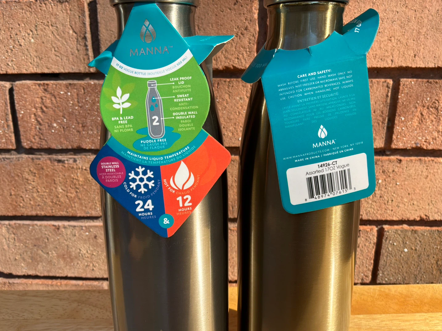 Set of 2 Manna Vogue Stainless Steel Bottles - photo 3