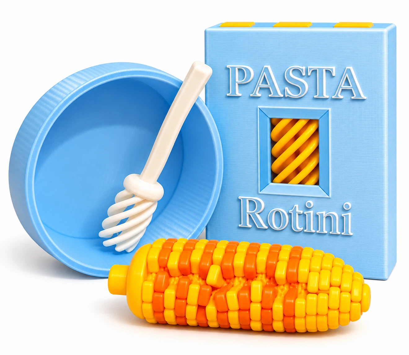 3D Printed Pasta and Corn Toy Set - photo 3
