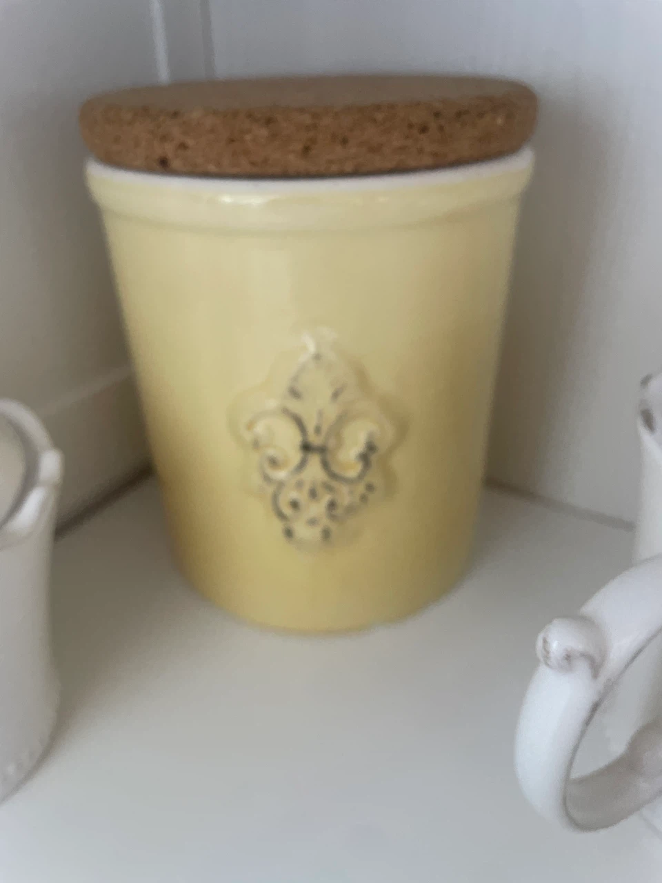 Yellow Ceramic Canister with Cork Lid