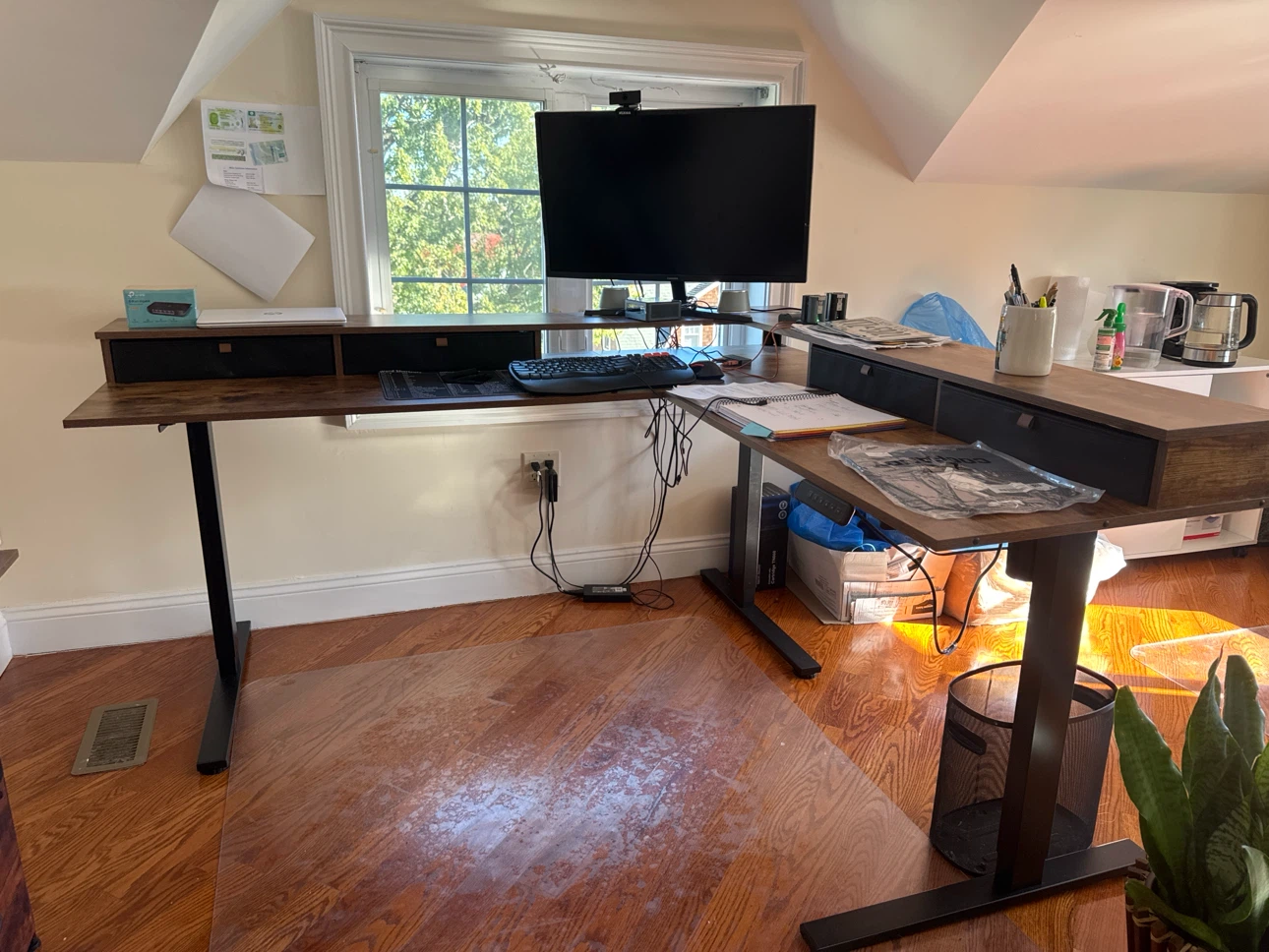 L-Shaped Corner Standing Desk with 4 Drawers - photo 4