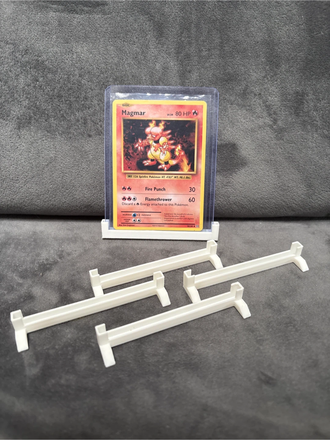 Set of 5 white plastic card display stands