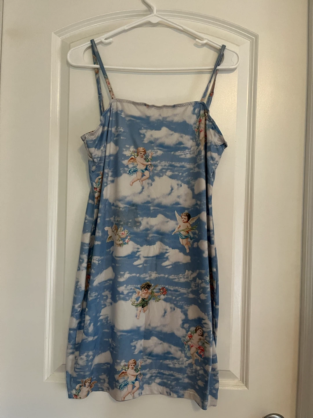 Blue Angel Print Slip Dress