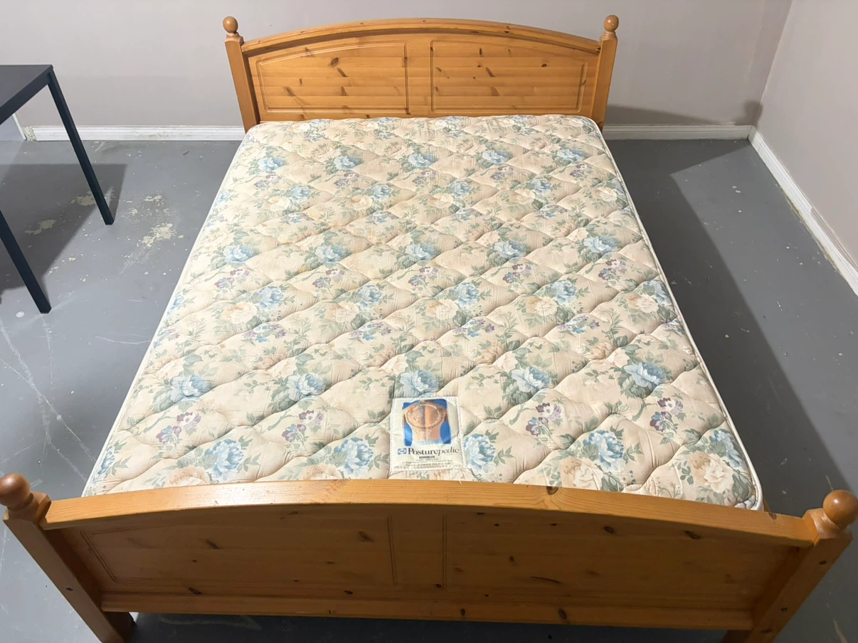 Solid Wood Bed Frame with Sealy Posturepedic Mattress - photo 2