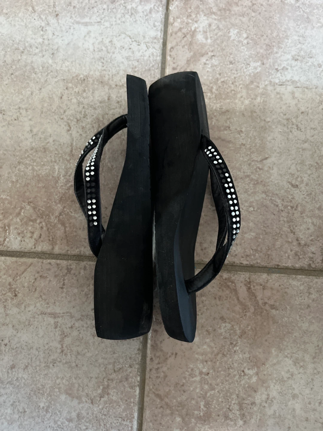 Tete Beche Black Rhinestone Wedge Sandals - photo 2