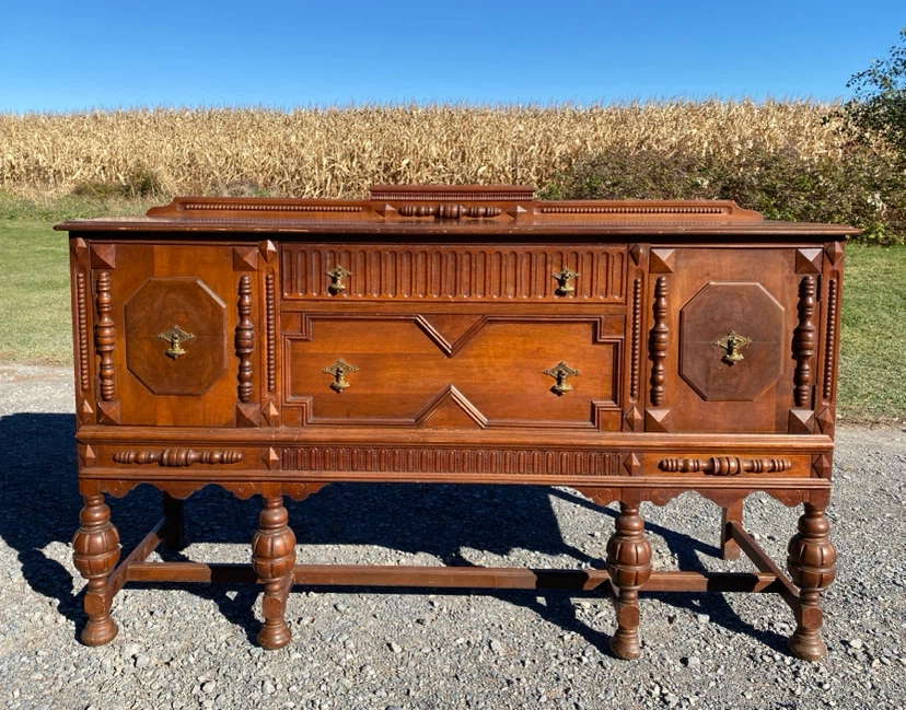 Vintage Walnut Carved Walnut Sideboard / Buffet (CAN DELIVER)