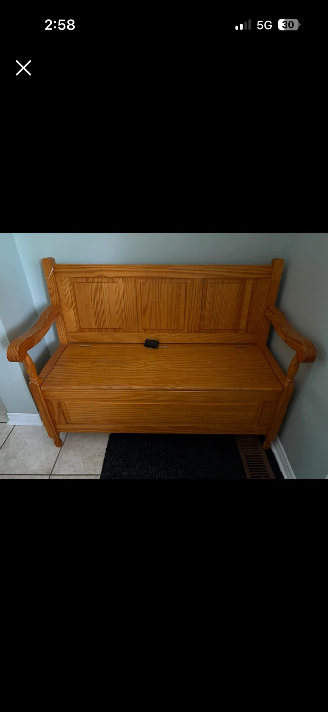 Wooden bench with storage