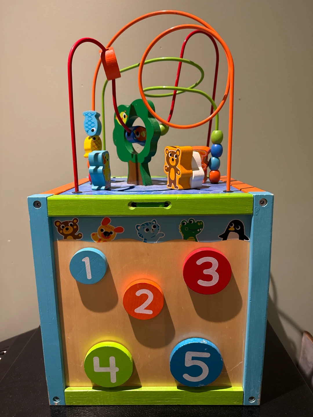 Wooden Activity Cube with Bead Maze