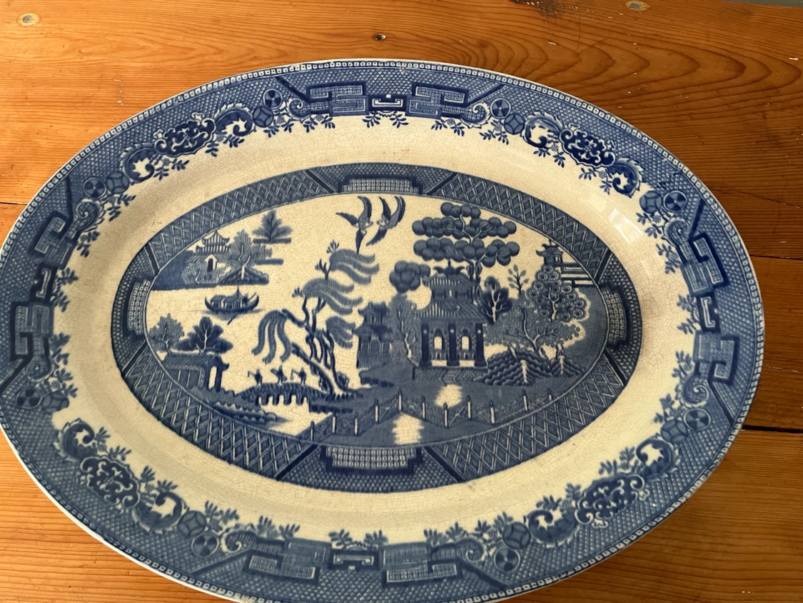 Vintage Blue Willow Serving Platter