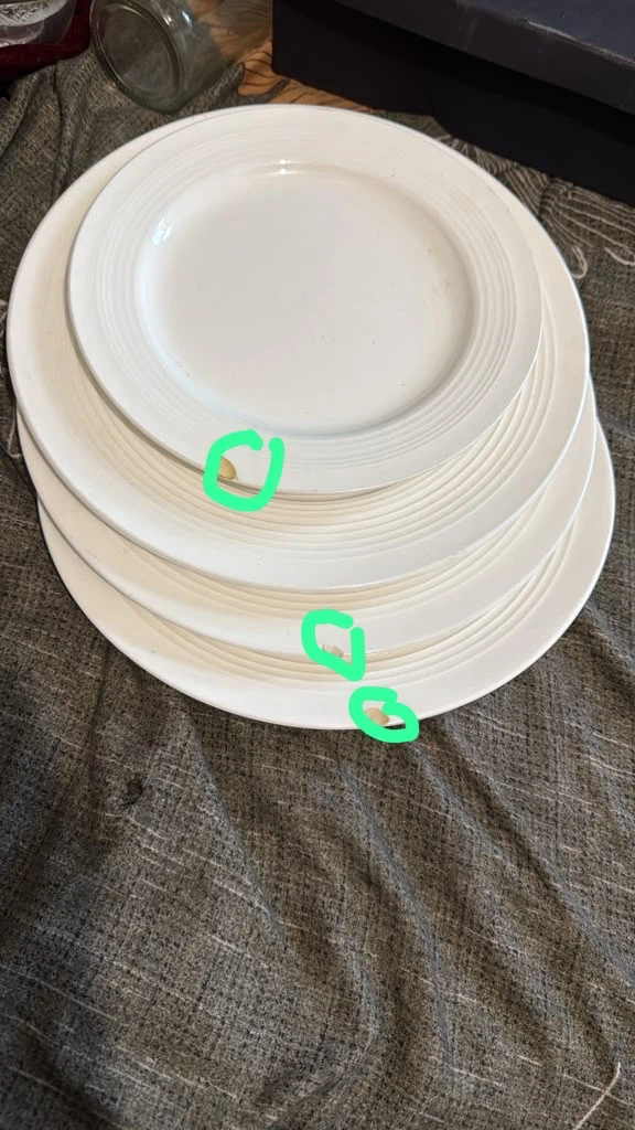 Set of 3 White Ceramic Plates
