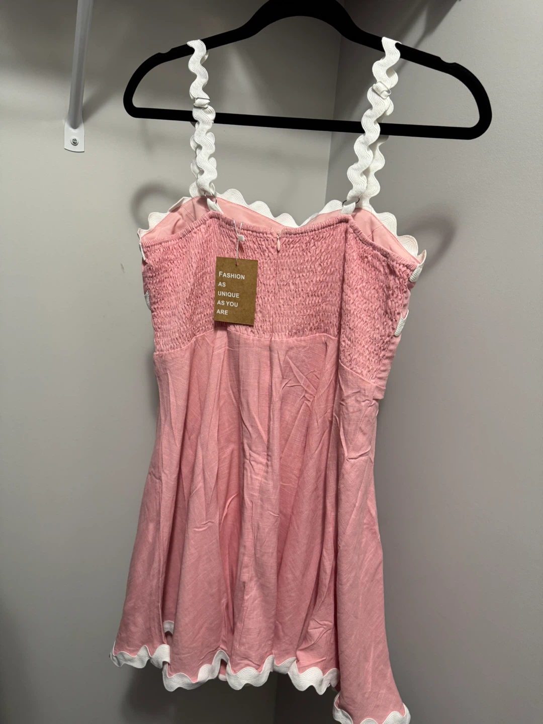 Pink and White Scalloped Dress