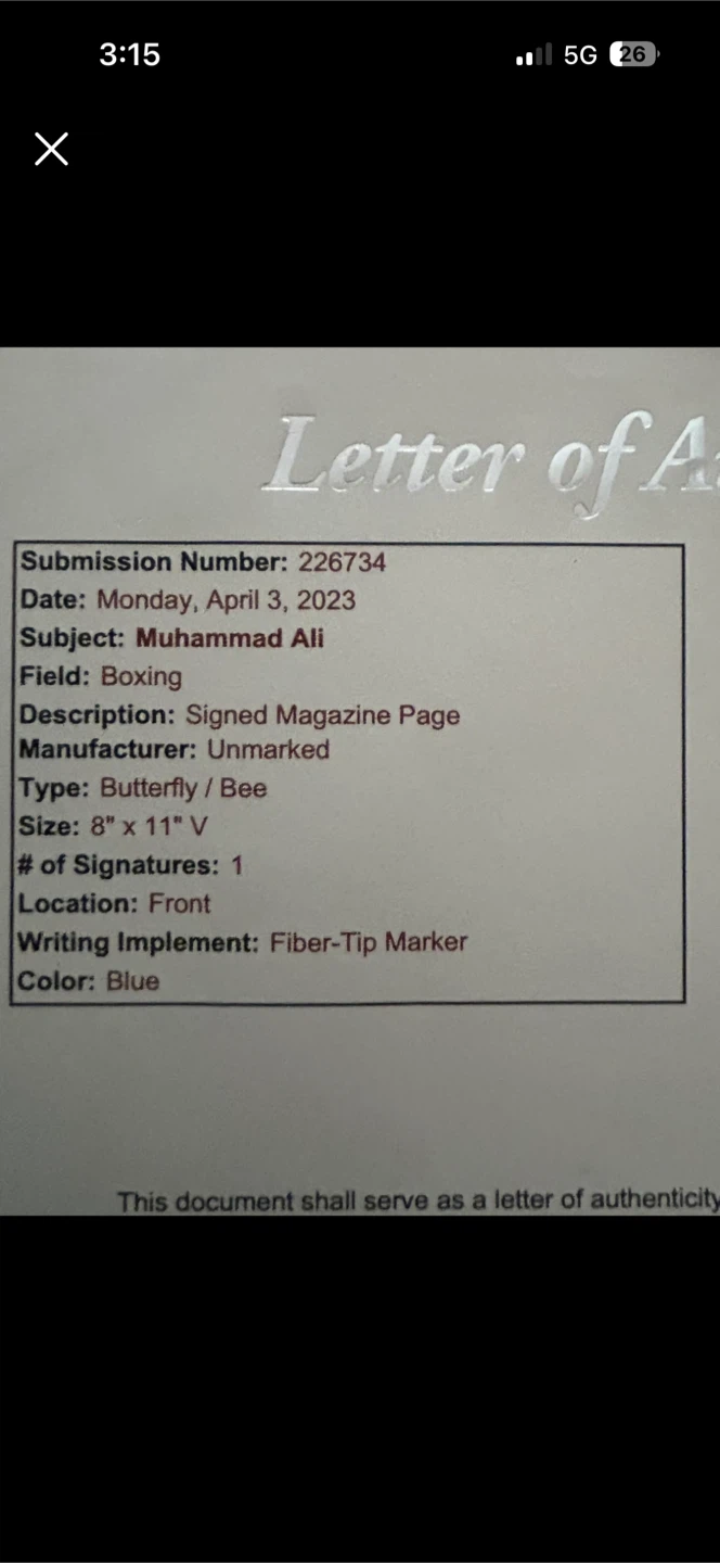 Muhammad Ali signed with COA - photo 5