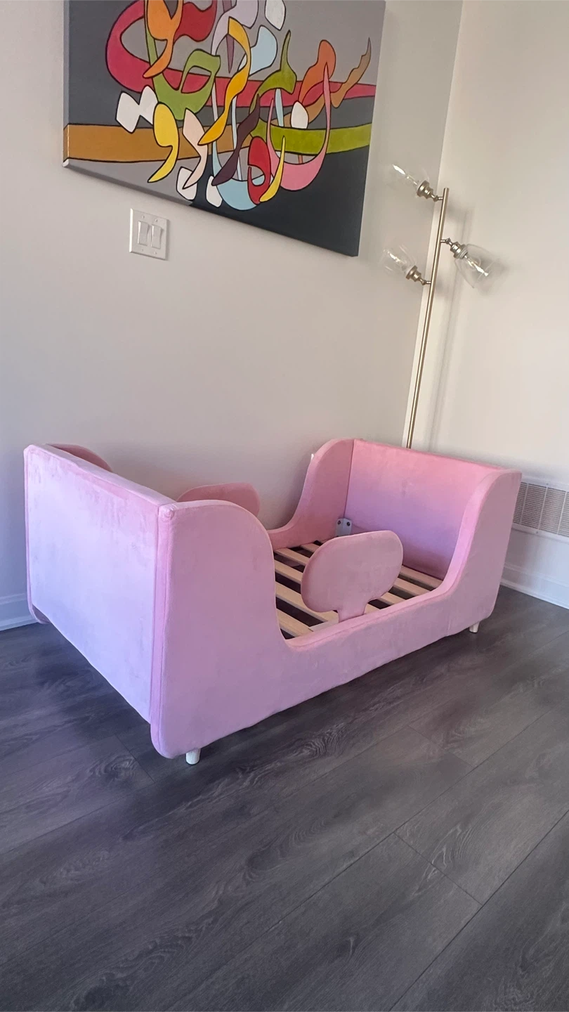 Pink Upholstered Toddler Bed