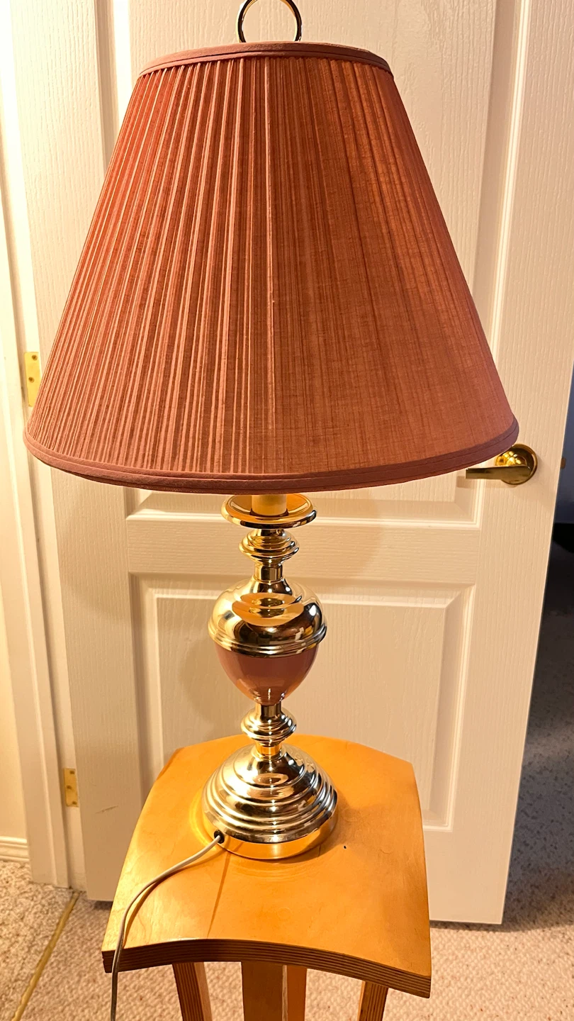 Vintage Brass and Pink Table Lamp - photo 2