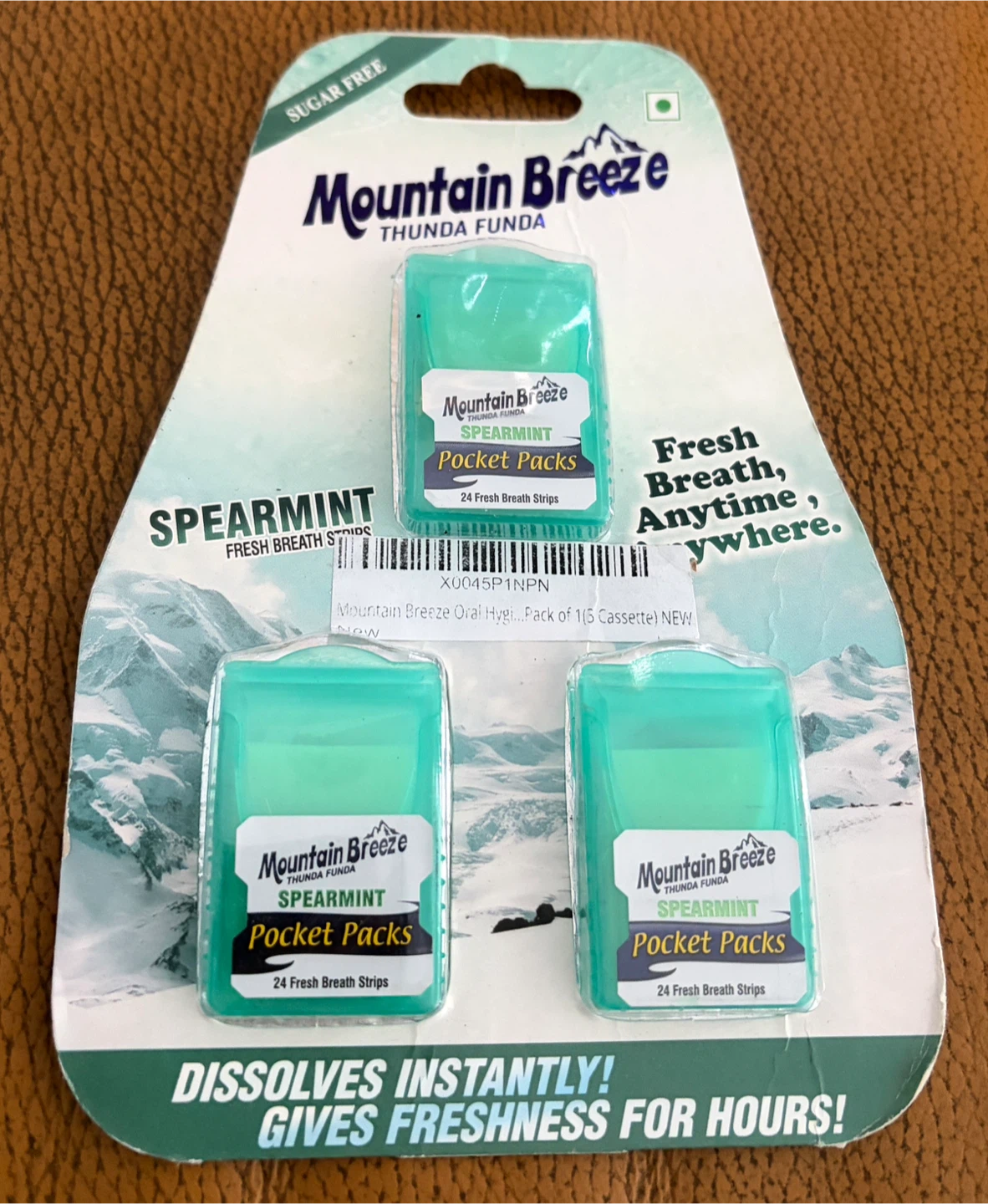 Mountain Breeze Spearmint Breath Strips 3-Pack